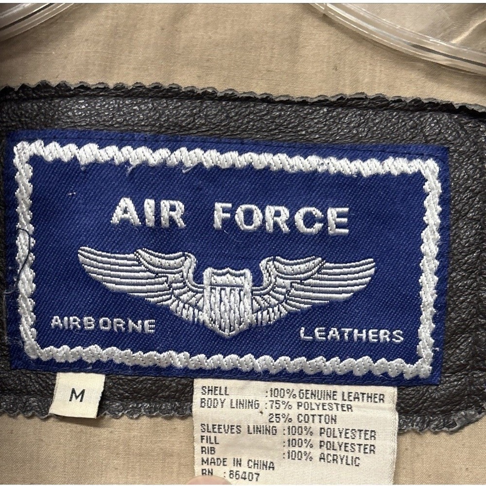Airborne Leathers Air Force A-2 Flight Jacket Mens Medium Brown Leather Bomber - Picture 3 of 7